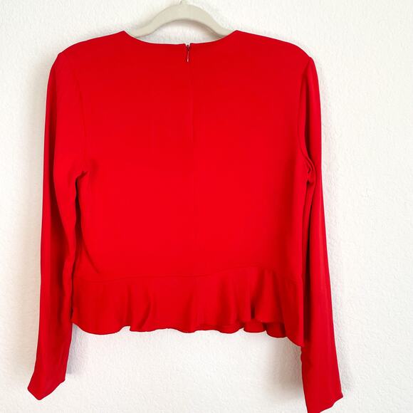 ALC Red Long Sleeve Peplum Ruffle Hem Top - Picture 6 of 11